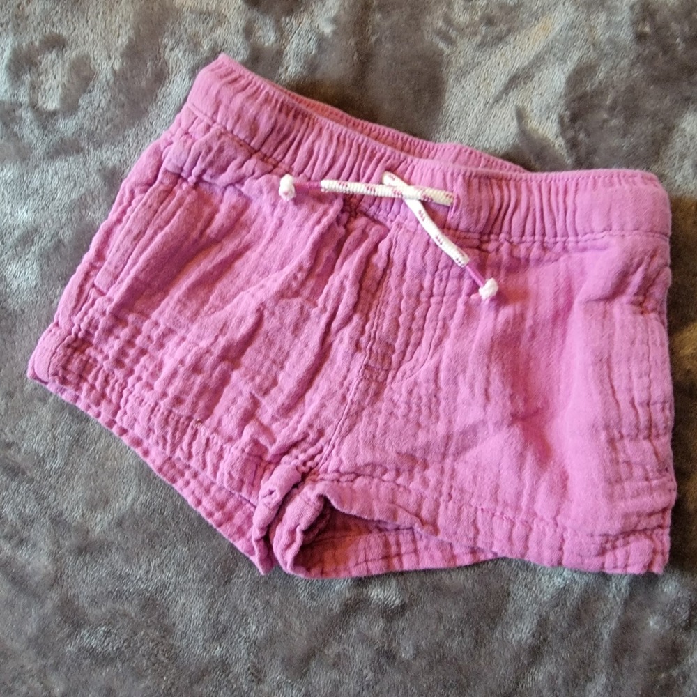 Cat & Jack Gauze Shorts Baby Girl 18M Hot Pink Excellent Pull On Pockets 841
